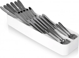 Biely vložený organizér na príbory do zásuvky 39 × 11,5 cm