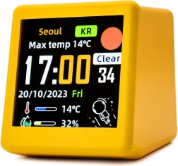 Inteligentný LED budík s Wi‑Fi a LCD displejom žltý