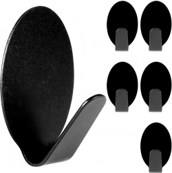 Samolepiace oceľové háčiky, čierne, 3 × 2 cm, sada 6 ks