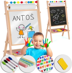 Detská otočná magnetická a kriedová tabuľa s papierovou rolkou RICOKIDS