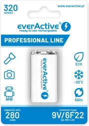 Akumulátor everActive 9V 320 mAh Ni-MH pripravený na použitie