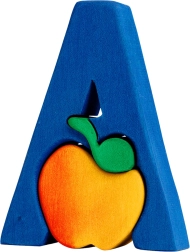 fauna abeceda písmeno a – jablko drevené vkladačie puzzle