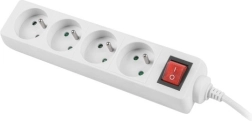 Biela predlžovacia zásuvka 1,5m so 4 zásuvkami a vypínačom