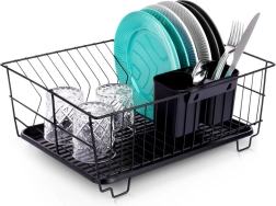 Čierny odkvapkávač na riad 40 × 33 × 17 cm