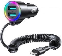 Autonabíjačka Joyroom s 2x USB a Lightning káblom čierna