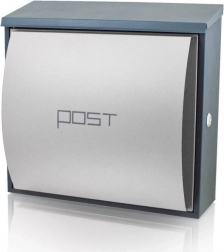 Vonkajšia poštová schránka s držiakom na noviny, veľká, kovová, sivá