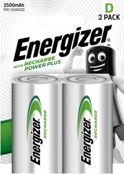 Nabíjacie batérie D ENERGIZER Power Plus 2500 mAh, 2 ks, prednabité