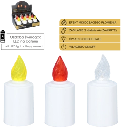 LED sviečka do lampáša s mihotavým plameňom 10,5 cm – mix farieb