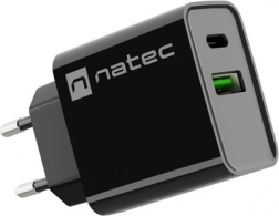 Sieťová nabíjačka NATEC Ribera 1× USB‑A + 1× USB‑C 20 W čierna