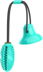 Interaktívna psia hračka s prísavkou a dávkovaním maškŕt, dentálne hryzátko – tyrkysová