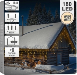 Vonkajšia svetelná závesná rímsa 180 LED 5,85 m – teplá biela