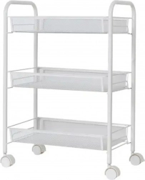 Mobilný kuchynský regál na kolieskach biely