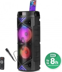Prenosný karaoke Bluetooth reproduktor MEDIA-TECH FunBox Keg Pro 50 W s LED a FM rádiom