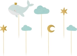 Dekorácie na muffiny – veľryba, sada 7 ks