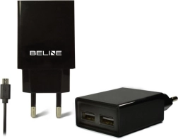 Sieťová nabíjačka BELINE 2× USB s káblom microUSB 2 A, čierna