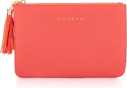 Kozmetická taška z kože v koralovej farbe