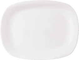 Sklenený biely obdĺžnikový servírovací tanier 28 × 21 cm