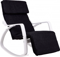 Hojdacie kreslo s nastaviteľnou opierkou na nohy od ModernHome v bielej a čiernej farbe