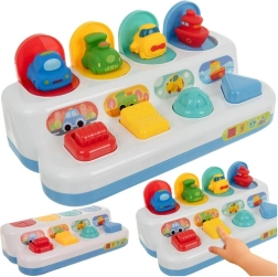 Vzdelávacia hračka pop-up skákajúce vozidlá 4v1 KRUZZEL