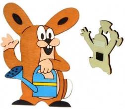 Drevená dekoračná magnetka Krtko – kamarát zajac