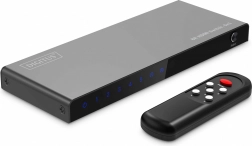 DIGITUS 8K HDMI prepínač 5×1, 60 Hz (4:4:4), HDR, HDCP 2.3, s diaľkovým ovládaním, čierny