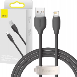 Baseus Jelly silikónový kábel USB – Lightning 2,4 A, 1,2 m, čierny