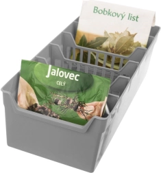 Kuchynský organizér na korenie, sivý, 30 × 13 × 8 cm