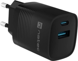 Natec Ribera GaN USB nabíjačka 30W, 1x USB-A, 1x USB-C, čierna