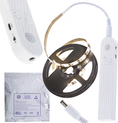 Vodotesný LED pásik so snímačom pohybu, USB/batérie, 1 m, 59 LED, teplá biela