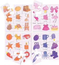 Bigjigs Toys drevené didaktické puzzle Farby 4v1