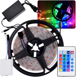 RGB LED páska 5m s diaľkovým ovládaním a vodeodolnosťou