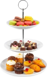 Porcelánová trojposchodová etažérka 34 cm biela