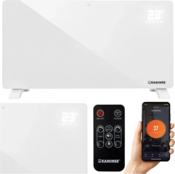 Sklenený elektrický radiátor KAMINER Zelva 2500 W s Wi‑Fi a diaľkovým ovládaním