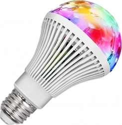 Rotujúca RGB LED žiarovka E27 diskoguľa