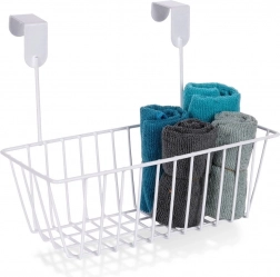 Biely kovový závesný košík na dvierka 28,5 cm