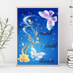 Diamantová výšivka s motívom motýľa 40x50 cm