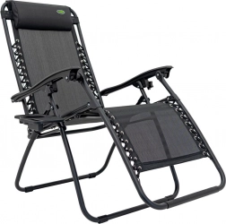 Záhradné a plážové polohovacie ležadlo s držiakom na nápoje – čierne