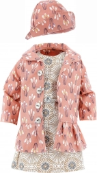 Oblečenie pre bábiku 48 cm – sada kabátik, šatočky a klobúčik PETITCOLLIN