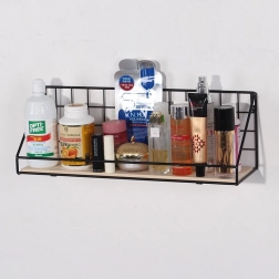 Nástenná polica s tyčí, štýl LOFT 45 cm – čierna