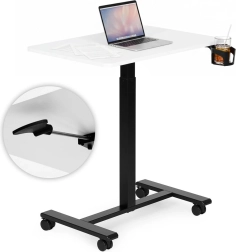 Mobilný výškovo nastaviteľný stôl 70 × 48 cm s držiakom nápojov MODERNHOME