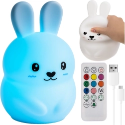 Izoxis detská nočná LED lampička RGB králik s diaľkovým ovládaním