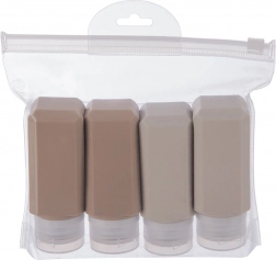 Silikónové cestovné fľaštičky na kozmetiku v puzdre, sada 5 ks