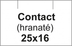Hranaté cenové etikety CONTACT, biele 25 × 16 mm, 1125 ks