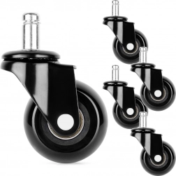 Gumené kolieska na kancelársku stoličku 50 mm, čap 11 mm, sada 5 ks