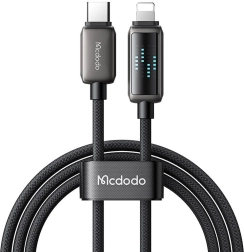 Nabíjací kábel Mcdodo s USB-C a Lightning konektorom a LED displejom
