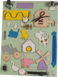 Drevená obojstranná aktívna tabuľa Farma zelená 28 x 37,5 x 50 cm