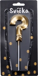 Zlatá párty sviečka v tvare otázniku