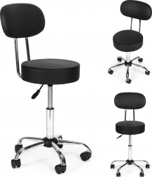 Otočná stolička s operadlom, výškovo nastaviteľná, čierna MODERNHOME