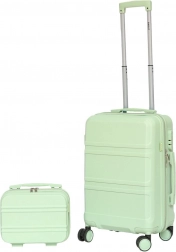 Cestovná sada BARUT mätová – kabínový kufor s kufríkom z ABS na 4 kolieskach