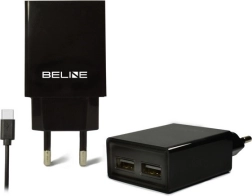 Sieťová nabíjačka BELINE 2× USB + USB‑C 2 A čierna